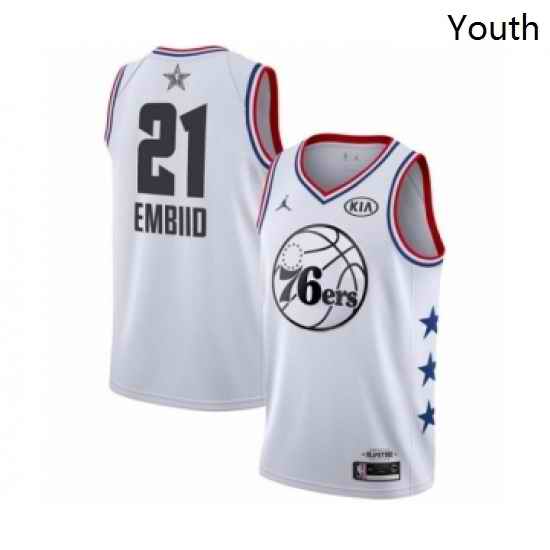 Youth Jordan Philadelphia 76ers 21 Joel Embiid Swingman White 2019 All Star Game Basketball Jersey